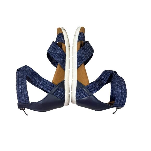 Bernie Mev New York Navy Woven Ankle Strap Wedge Sandals Shoes Women’s 39 US‎ 8 - Picture 5 of 8